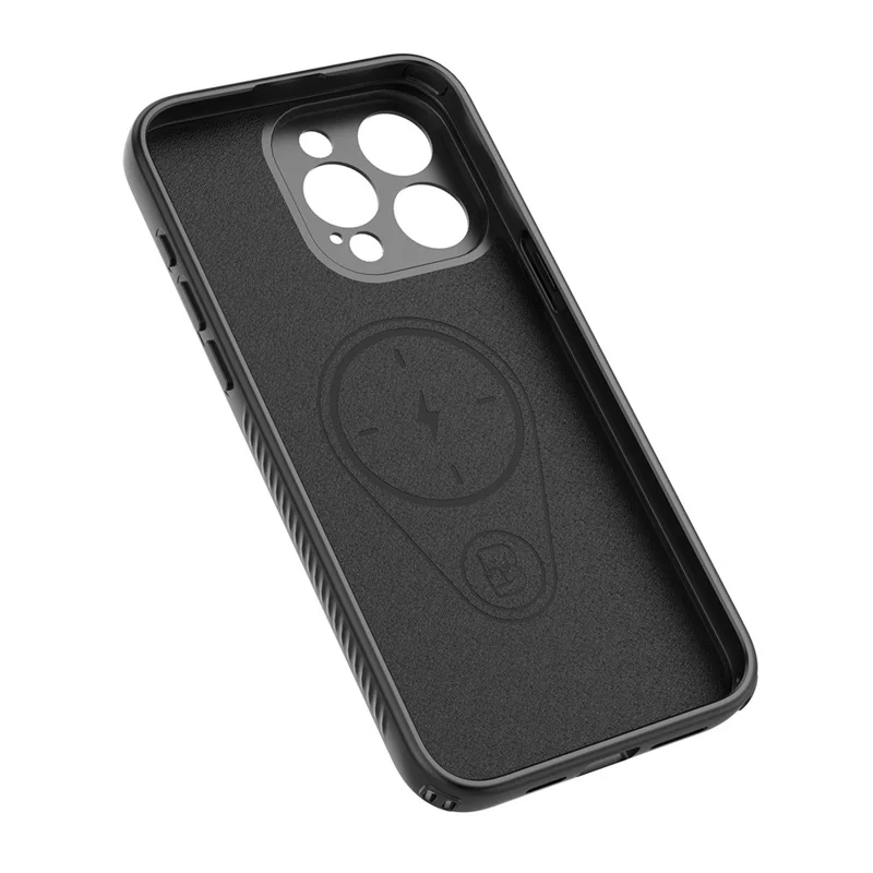 Magnetisk hårddisk för iPhone 15 med roterande stöd TPU PC mobilskal - Svart