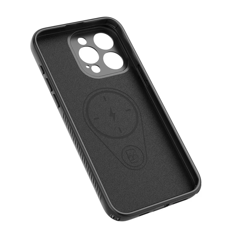 Magnetisk för iPhone 15 Pro Max, snurrande stöd, TPU PC mobilskal – Svart