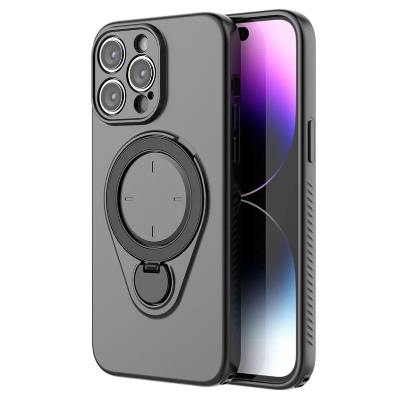 Capa Magnética para iPhone 14 Pro Max com Suporte Giratório TPU PC - Preto