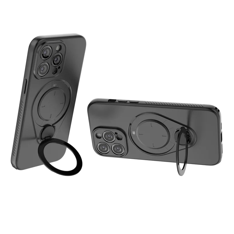 Capa Magnética para iPhone 14 Pro Max com Suporte Giratório TPU PC - Preto