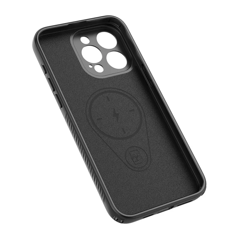 For iPhone 13 Pro Max Magnetic Case Rotating Kickstand TPU PC Phone Cover - Black