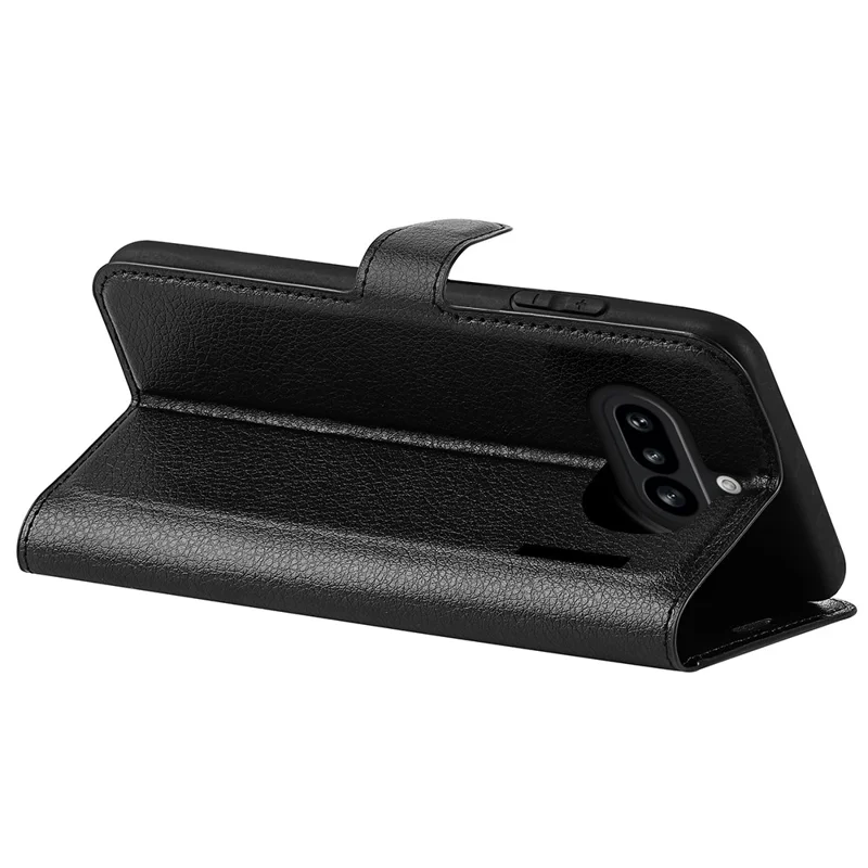 AMORUS For Nothing Phone (4a) Wallet Case Litchi Texture Shockproof Leather Flip Stand Phone Cover - Black