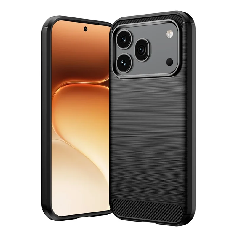 Für Honor 600 5G / 600 Pro 5G TPU Hülle Kohlefaser-Optik Gebürstet Schutzhülle für Handy - Schwarz