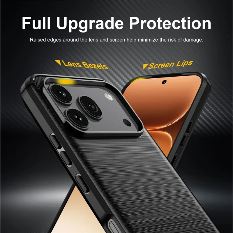 Für Honor 600 5G / 600 Pro 5G TPU Hülle Kohlefaser-Optik Gebürstet Schutzhülle für Handy - Schwarz