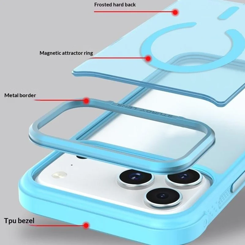 Bulk Purchasing for iPhone 17 Pro Max Magnetic Case Skin-friendly TPU PC Cover Compatible with MagSafe - Lake Blue