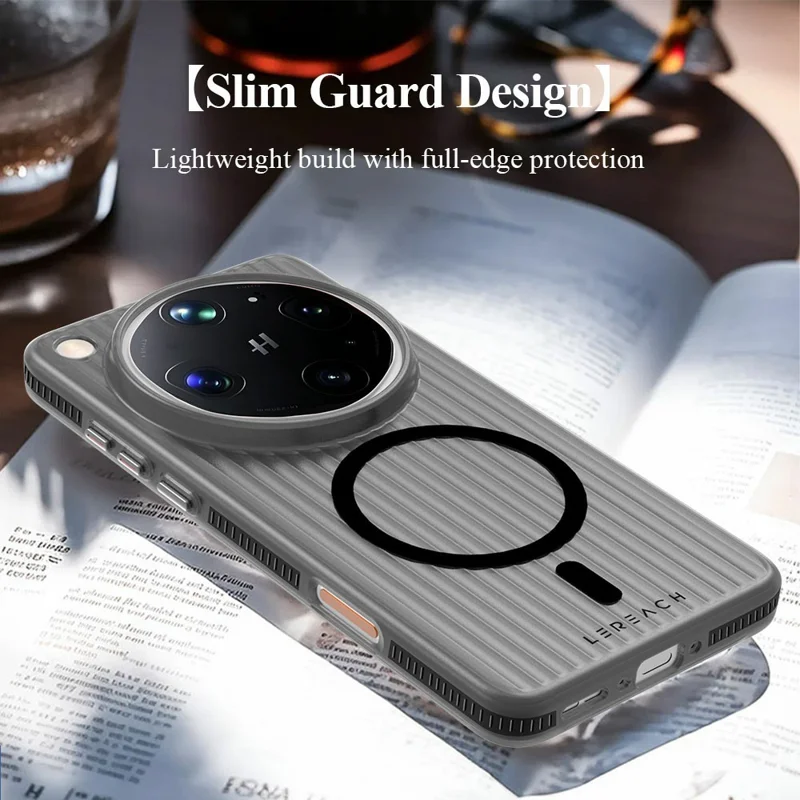 LEREACH TOC Series for Oppo Find X9 Ultra 5G Magnetic Case Flowing Grid PC Phone Cover - White
