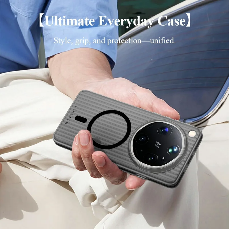 LEREACH TOC Series for Oppo Find X9 Ultra 5G Magnetic Case Flowing Grid PC Phone Cover - White