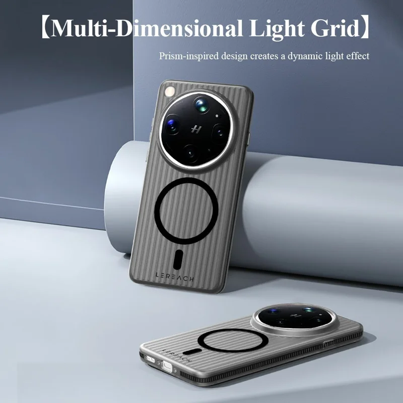LEREACH TOC Series for Oppo Find X9 Ultra 5G Magnetic Case Flowing Grid PC Phone Cover - White