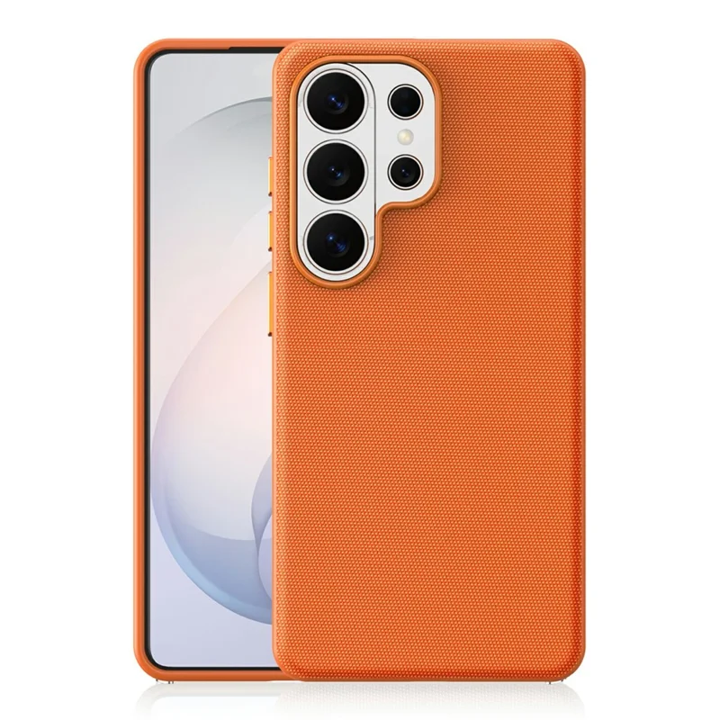 For Samsung Galaxy S26 Ultra Magnetic Case Tech Fabric Coated TPU + PC Anti-Drop Phone Cover - Orange