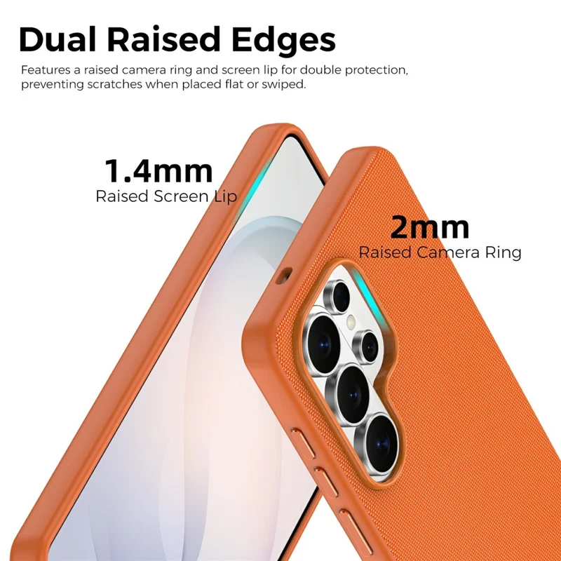 For Samsung Galaxy S26 Ultra Magnetic Case Tech Fabric Coated TPU + PC Anti-Drop Phone Cover - Orange