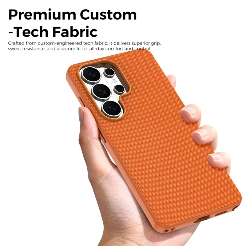 For Samsung Galaxy S26 Ultra Magnetic Case Tech Fabric Coated TPU + PC Anti-Drop Phone Cover - Orange