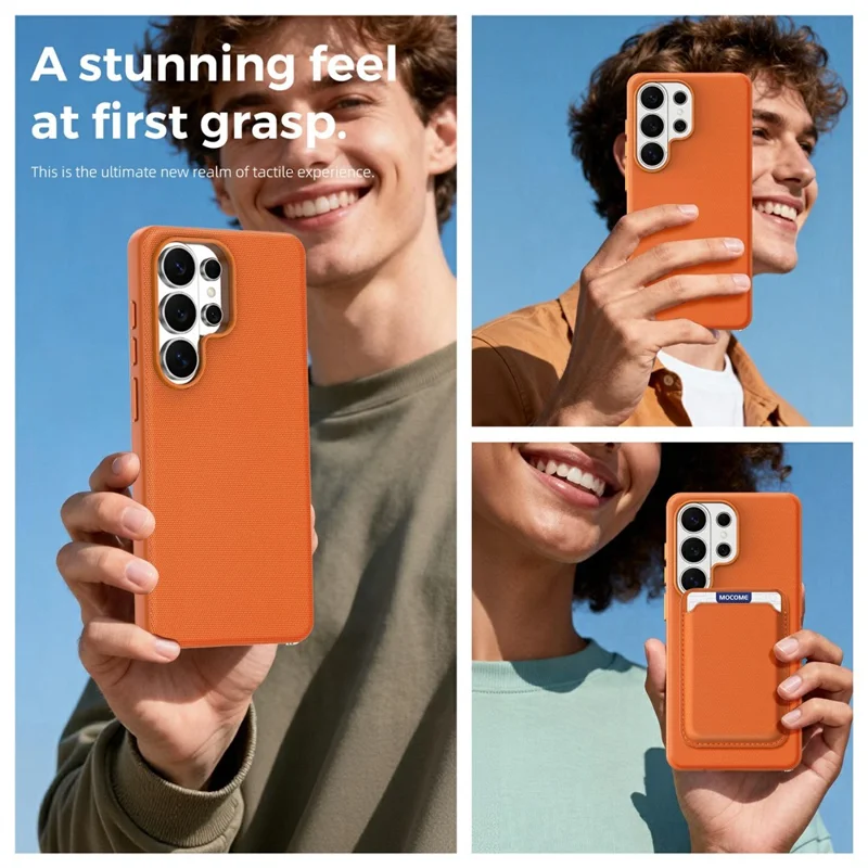 For Samsung Galaxy S26 Ultra Magnetic Case Tech Fabric Coated TPU + PC Anti-Drop Phone Cover - Orange