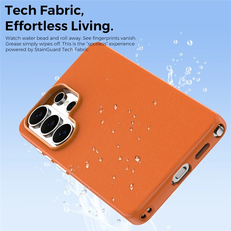For Samsung Galaxy S26 Ultra Magnetic Case Tech Fabric Coated TPU + PC Anti-Drop Phone Cover - Orange