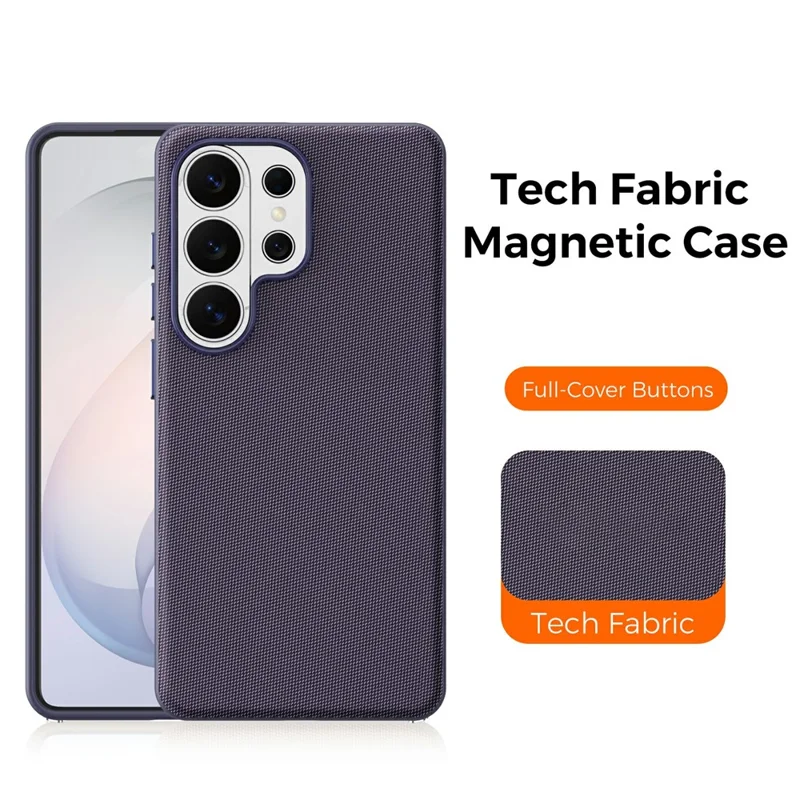 For Samsung Galaxy S26 Ultra Magnetic Case Tech Fabric TPU Shockproof Cover - Purple
