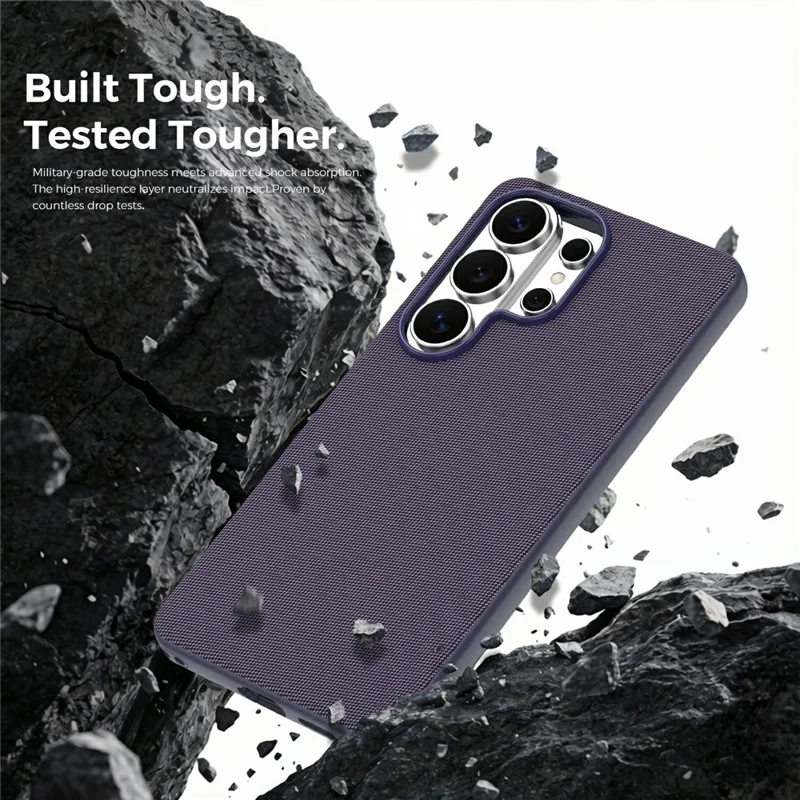 For Samsung Galaxy S26 Ultra Magnetic Case Tech Fabric TPU Shockproof Cover - Purple