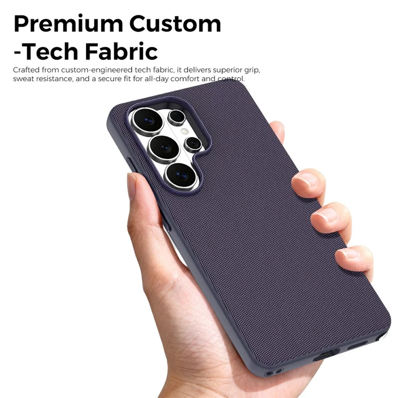For Samsung Galaxy S26 Ultra Magnetic Case Tech Fabric TPU Shockproof Cover - Purple