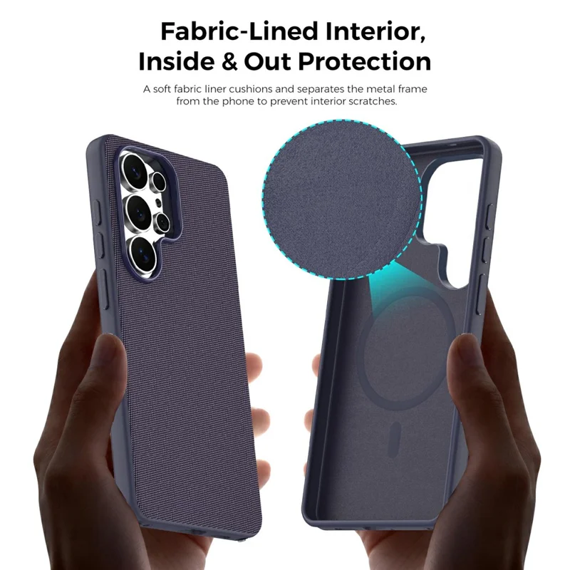 For Samsung Galaxy S26 Ultra Magnetic Case Tech Fabric TPU Shockproof Cover - Purple