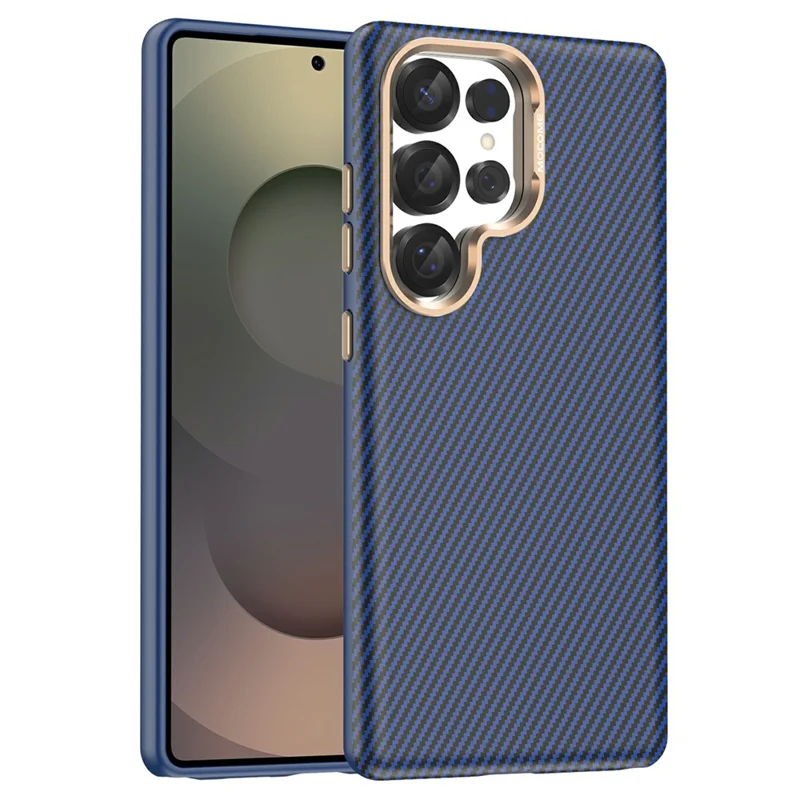 For Samsung Galaxy S25 Ultra Magnetic Case Carbon Fiber Texture Shockproof Leather TPU PC Protective Cover - Sapphire