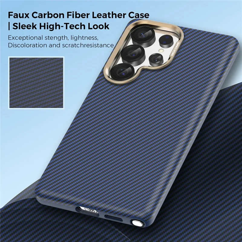 For Samsung Galaxy S25 Ultra Magnetic Case Carbon Fiber Texture Shockproof Leather TPU PC Protective Cover - Sapphire
