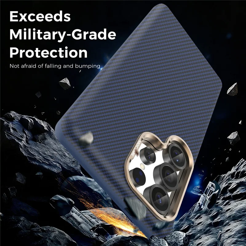 For Samsung Galaxy S25 Ultra Magnetic Case Carbon Fiber Texture Shockproof Leather TPU PC Protective Cover - Sapphire