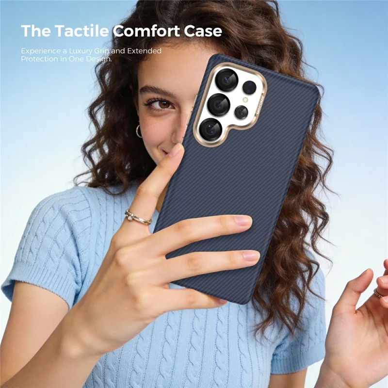 For Samsung Galaxy S25 Ultra Magnetic Case Carbon Fiber Texture Shockproof Leather TPU PC Protective Cover - Sapphire