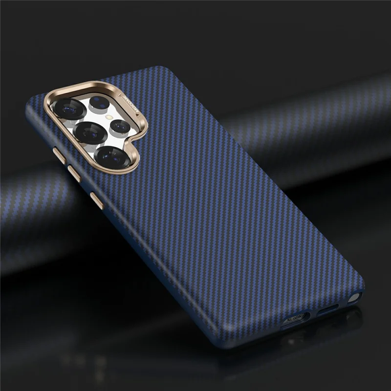 For Samsung Galaxy S25 Ultra Magnetic Case Carbon Fiber Texture Shockproof Leather TPU PC Protective Cover - Sapphire
