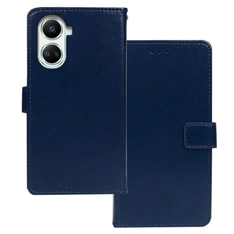 Idewei Für Huawei Nova 10 SE 4G Wallet Wege Mit Schocksicherem Magnetverschluss Telefon Hülle Crazy Horse Textur PU Leder Flip Cover Mit Ständer - Blau