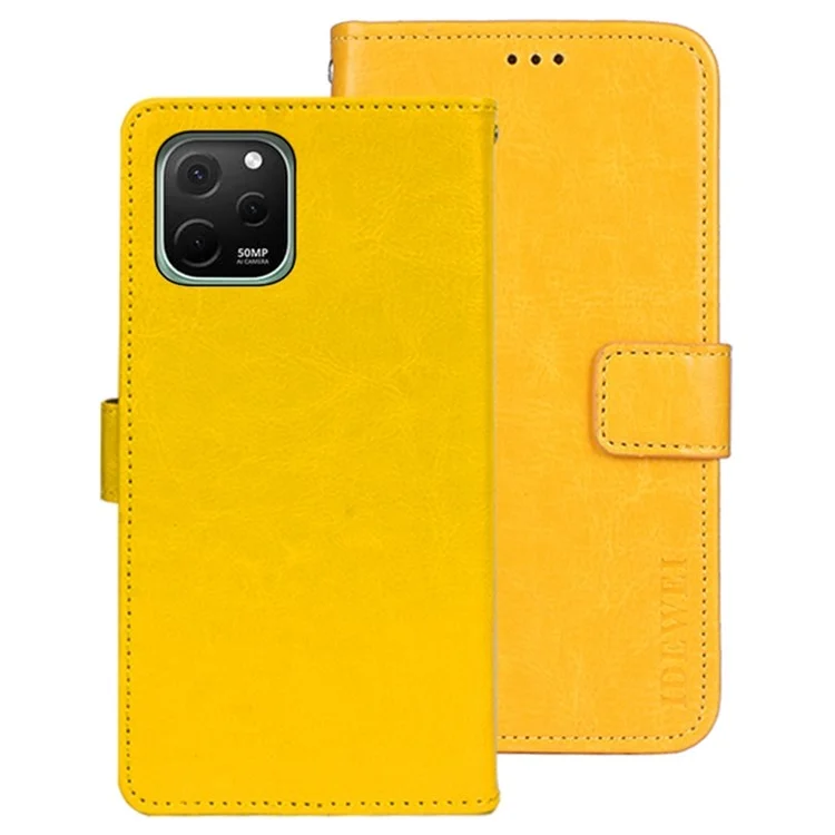 Idewei Para Huawei Nova Y61 4G Que Absorve o Choque PU Couro de Couro PU - Amarelo