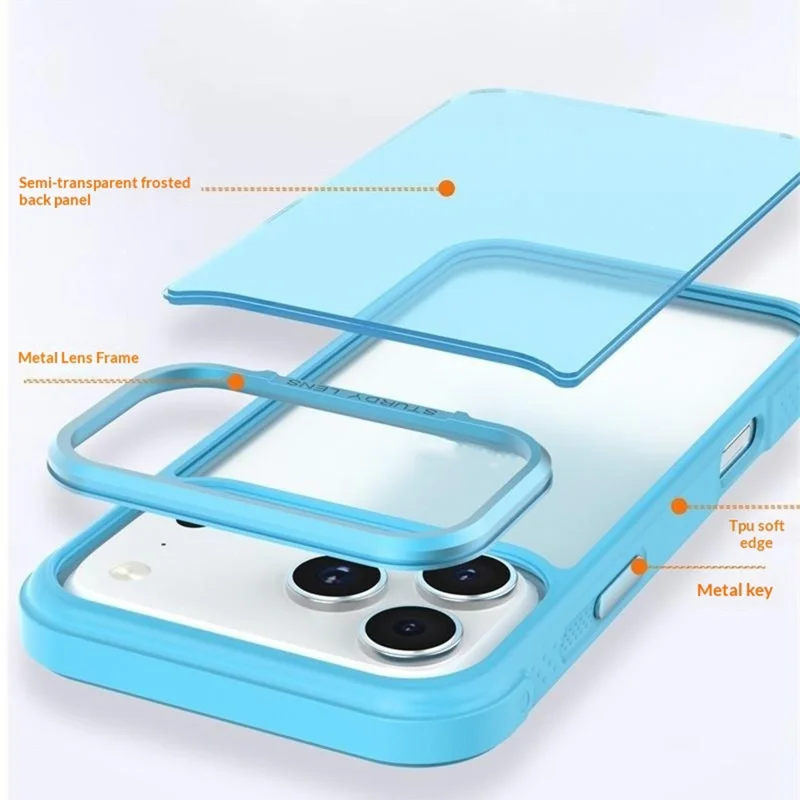 Bulk Purchasing for iPhone 17 Pro Max Case Skin-friendly Anti-Shock TPU PC Protective Cover - Lake Blue