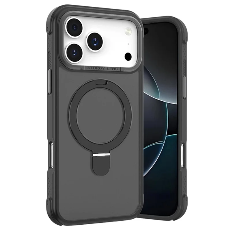 Bulk køb til iPhone 17 Pro Max Magnetisk Cover Hudvenlig Anti-stødt TPU PC Beskyttende Hylster med 120° Stand med understøttelse af Magsafe - Sort