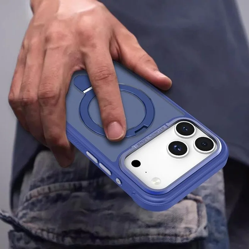 Bulk køb til iPhone 17 Pro Max Magnetisk Cover Hudvenlig Anti-stødt TPU PC Beskyttende Hylster med 120° Stand med understøttelse af Magsafe - Sort