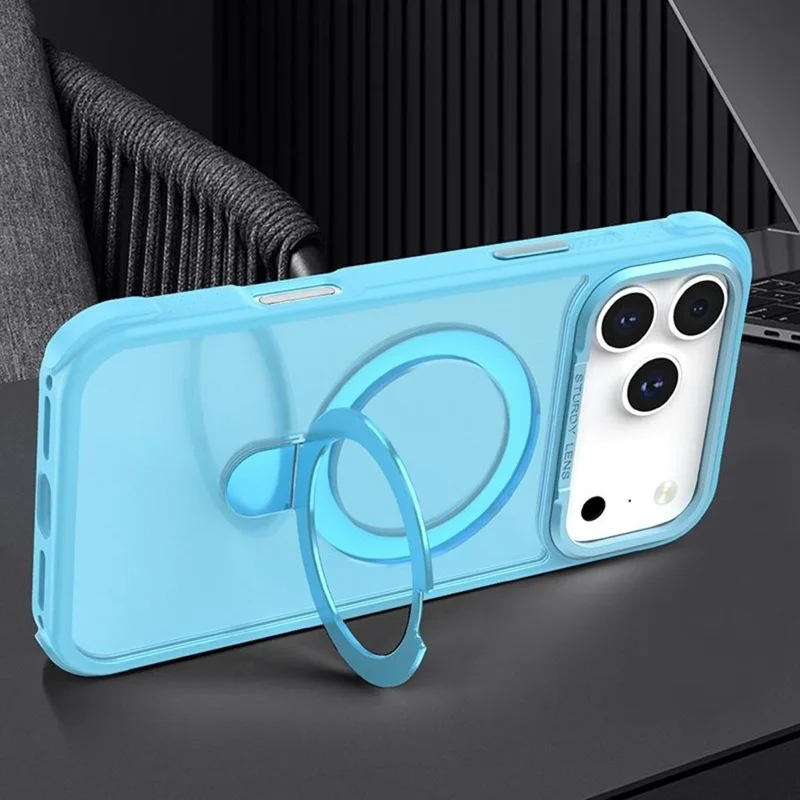 Bulk køb til iPhone 17 Pro Max Magnetisk Cover Hudvenlig Anti-stødt TPU PC Beskyttende Hylster med 120° Stand med understøttelse af Magsafe - Sort