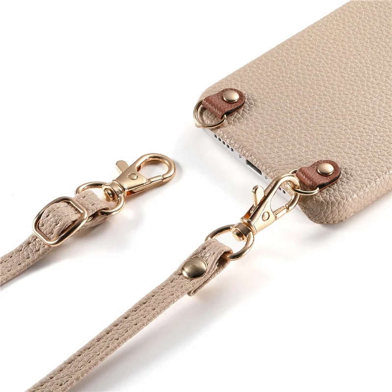 Bulk Purchasing For iPhone 16 Pro Litchi Pattern Case with 130cm Lanyard Shockproof PC PU Leather Cover - Grey  /  Silver