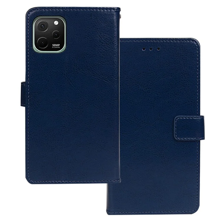 Idewei Pour Huawei Nova Y61 4g Portefeuille Collision Prooliation Magnétique Ferme de Téléphone Crazy Horse Texture pu Leather Flip Cover Avec Support - Bleu