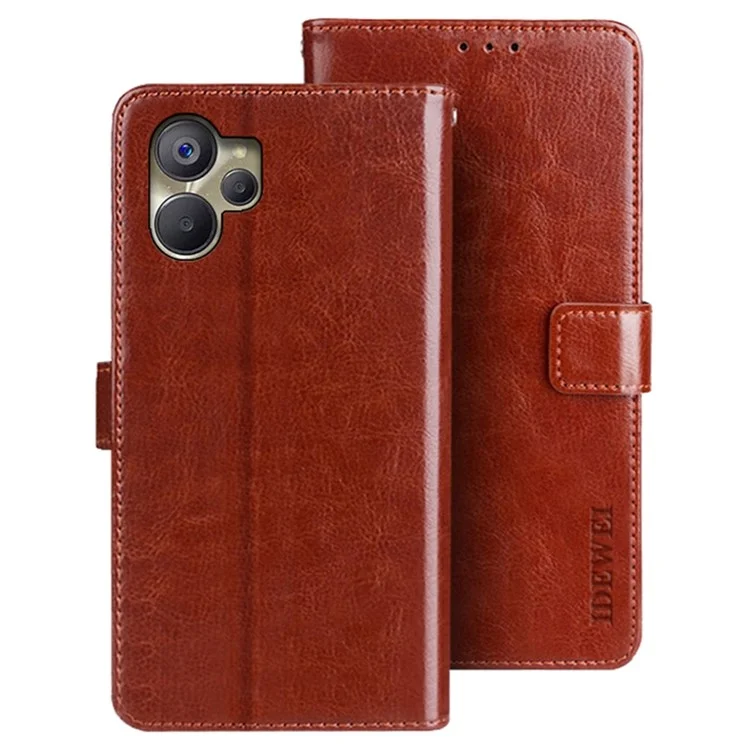 IDEWEI For Realme 10 5G / 9i 5G PU Leather Adjustable Stand Wallet Flip Cover Crazy Horse Texture Phone Protective Case - Brown