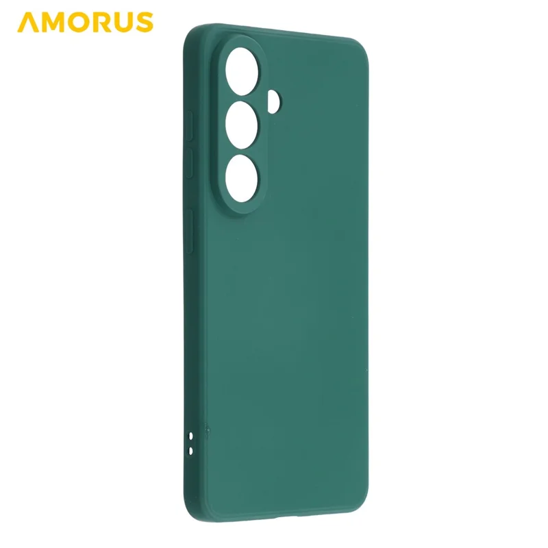 AMORUS For Samsung Galaxy S26+ Case Precise Cutouts TPU Fiber Lining Shockproof Phone Cover - Army Green