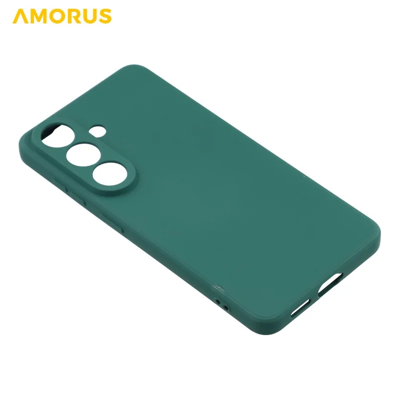 AMORUS For Samsung Galaxy S26+ Case Precise Cutouts TPU Fiber Lining Shockproof Phone Cover - Army Green