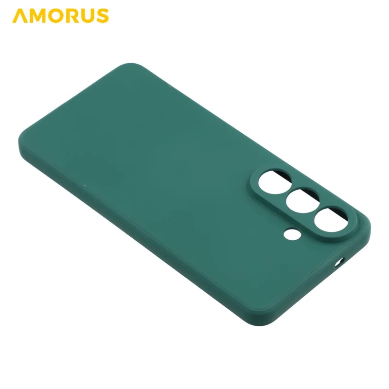 AMORUS For Samsung Galaxy S26+ Case Precise Cutouts TPU Fiber Lining Shockproof Phone Cover - Army Green