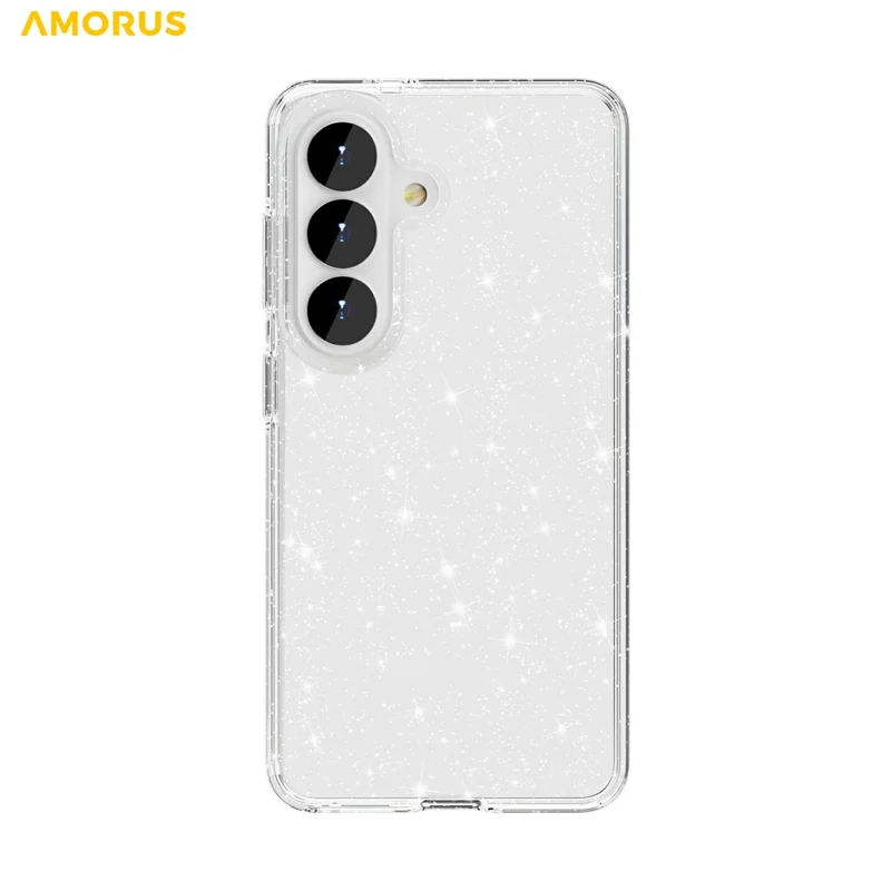 AMORUS For Samsung Galaxy S26+ Case Soft TPU Hard PC Back Shockproof Phone Cover - Glitter White