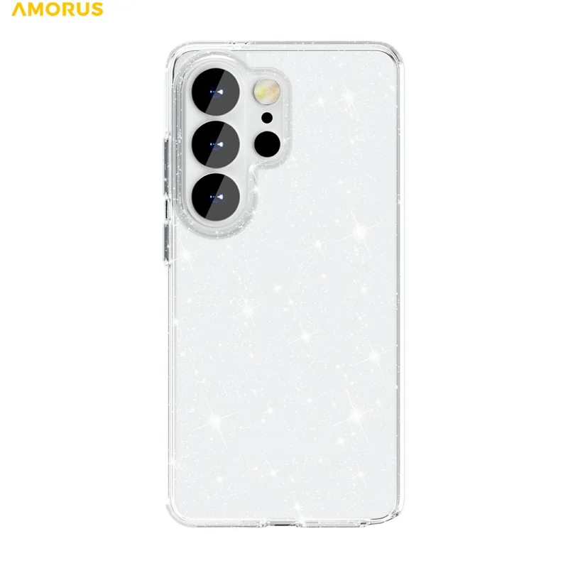 AMORUS For Samsung Galaxy S26 Ultra Case Soft TPU Hard PC Back Shockproof Phone Cover - Glitter White