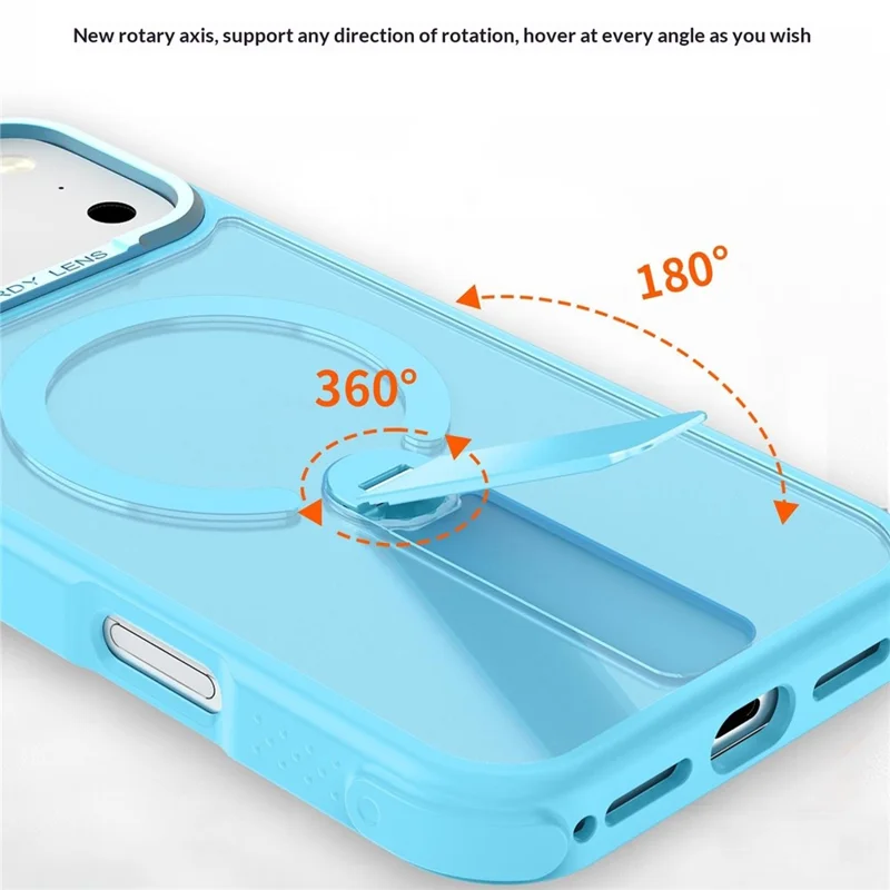 Bulk Purchasing for iPhone 17 Pro Magnetic Case Skin-friendly Anti-Shock TPU PC Protective Cover with Standing Kickstand - Lake Blue