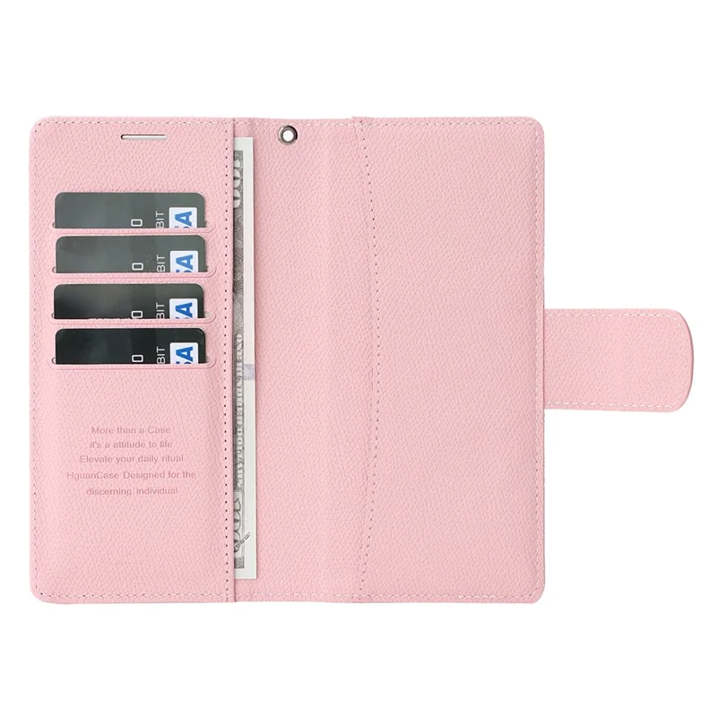 HGUANCASE For iPhone 17 Pro Max Case Wallet Stand Detachable Vintage Leather Phone Cover with Wrist Strap - Pink