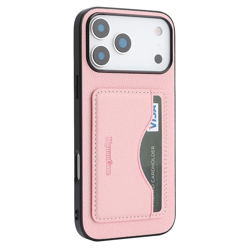 HGUANCASE For iPhone 17 Pro Max Case Wallet Stand Detachable Vintage Leather Phone Cover with Wrist Strap - Pink