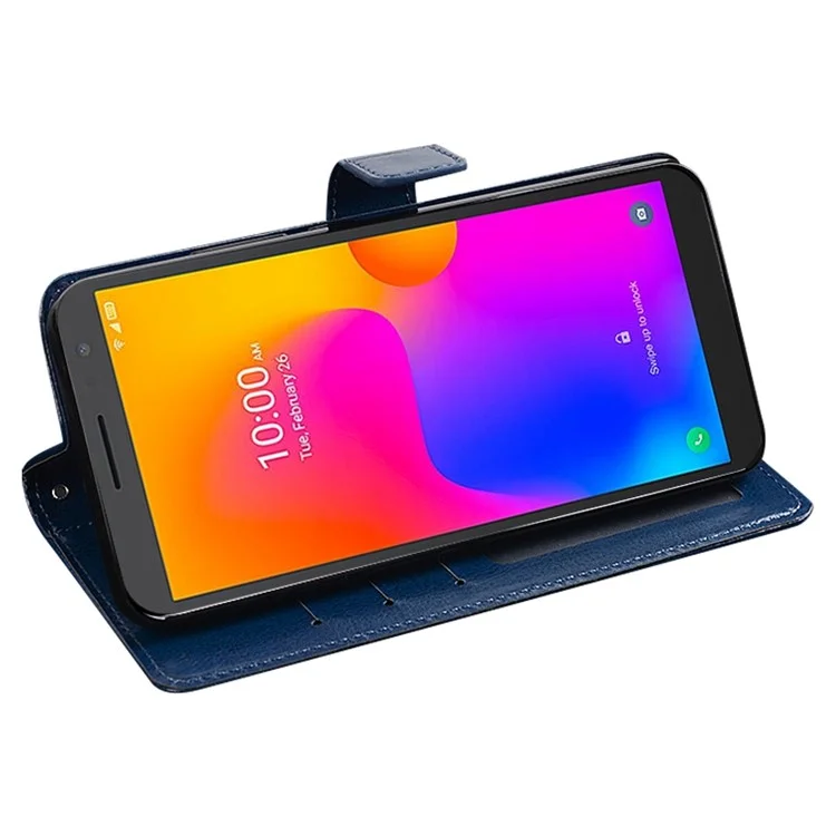 Idewei Для Alcatel 1 Ultra Wallet Показывает Магнитное Закрытие Телефона Crazy Crazy Horse Texture Fall Presese Fuethe Cover с Подставкой - Синий