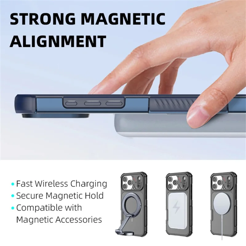För iPhone 17 Pro Max Skållist Luftkudde Hård PC+TPU Telefonhölje Kompatibelt med MagSafe - Grå