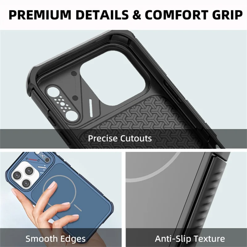 För iPhone 17 Pro Max Skållist Luftkudde Hård PC+TPU Telefonhölje Kompatibelt med MagSafe - Grå