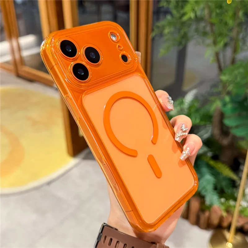 För iPhone 17 Pro Max Magnetisk Skal PC+TPU Skyddshölje Kompatibelt med MagSafe - Orange