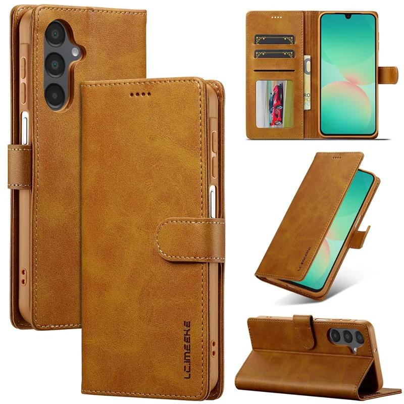 LC.IMEEKE Étui Portefeuille pour Samsung Galaxy A27, Housse en Cuir Texturé Veau - Jaune