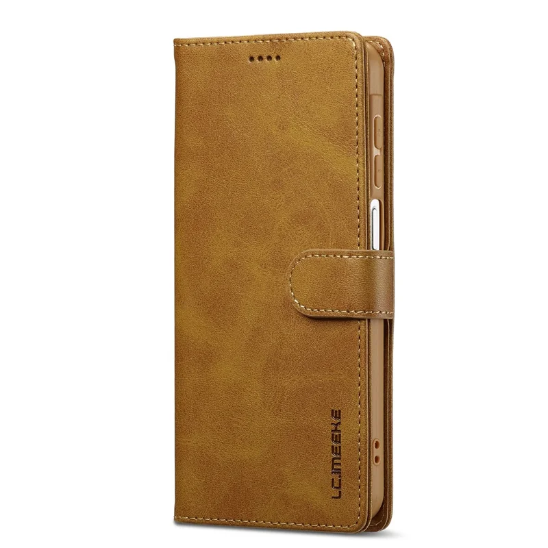 LC.IMEEKE Étui Portefeuille pour Samsung Galaxy A27, Housse en Cuir Texturé Veau - Jaune