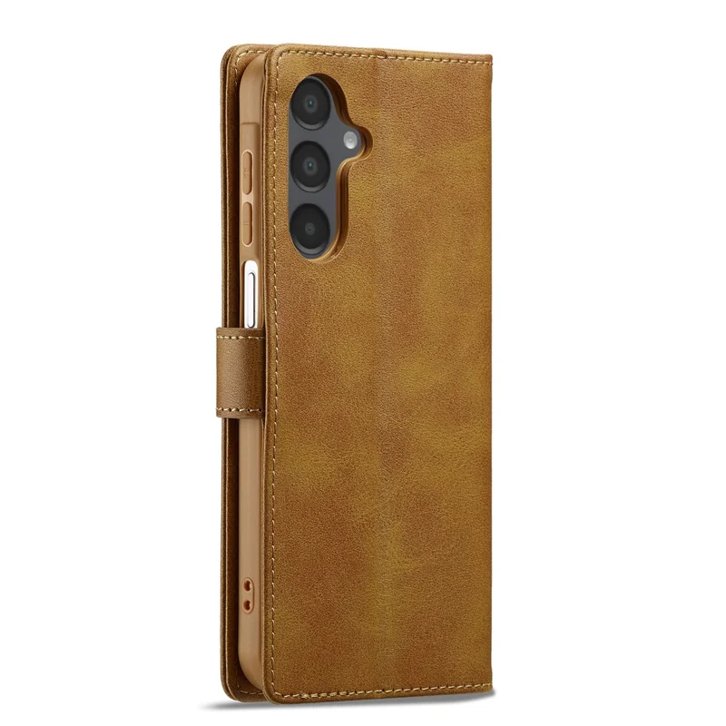 LC.IMEEKE Étui Portefeuille pour Samsung Galaxy A27, Housse en Cuir Texturé Veau - Jaune